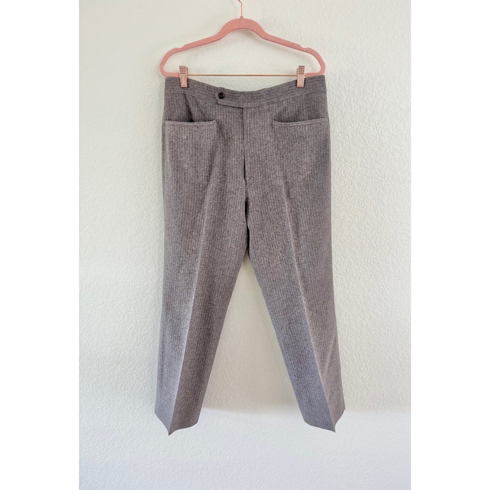 Vintage Trousers Mens 32 Brown Slub Texture Patch Pocket Tapered Mid Century